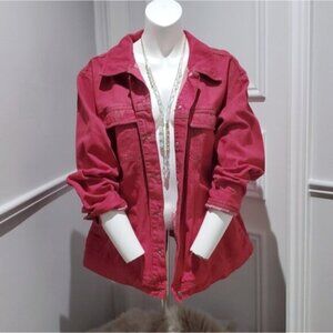 COTTON GINNY PLUS- Vintage Red Heather Denim Jacket- Large